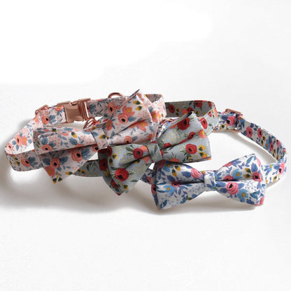 Orange Pet Collar with Bow Tie Adjustable Dogs Cats Collar