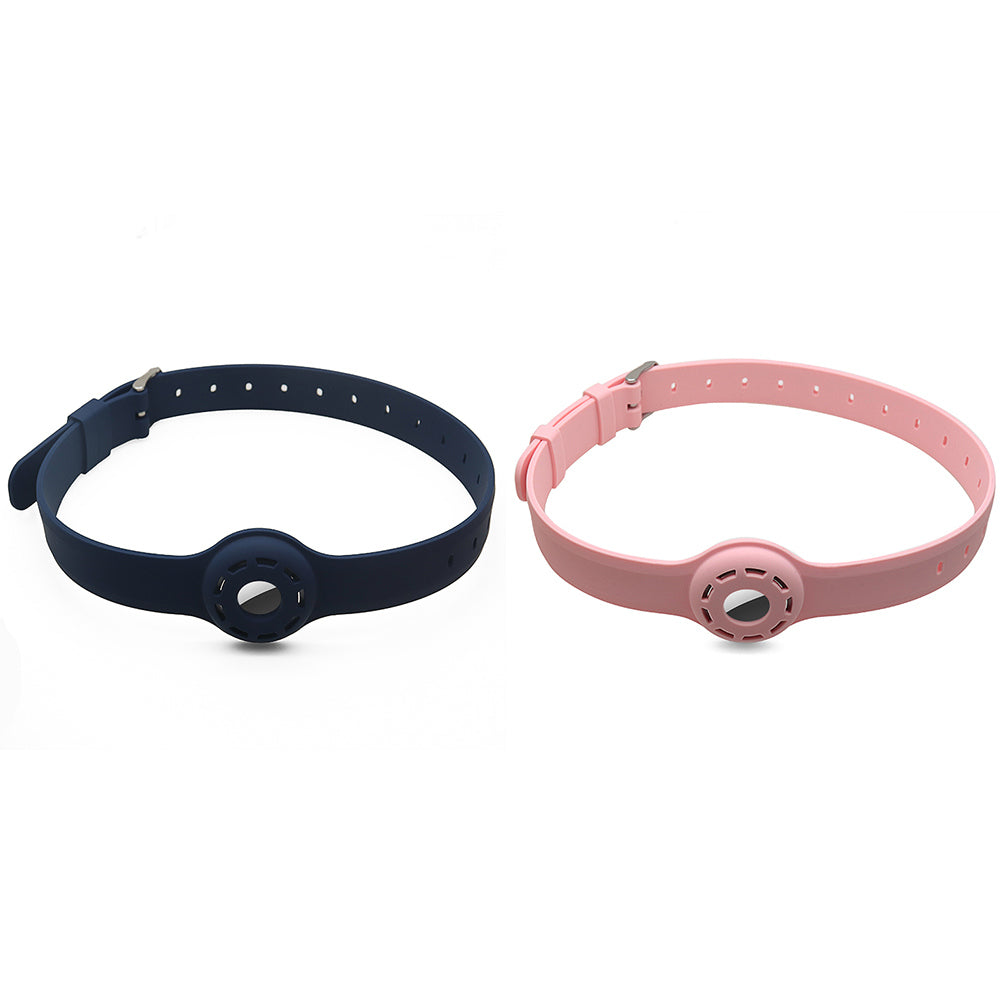 2 Pcs Pet Collar with AirTag Containers Dark Blue and Pink