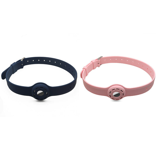 2 Pcs Pet Collar with AirTag Containers Dark Blue and Pink