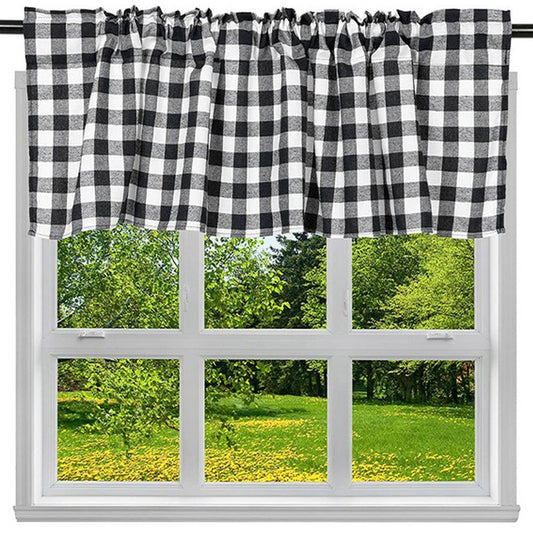 Black 106x45cm Plaid Window Treatment Decor Curtain