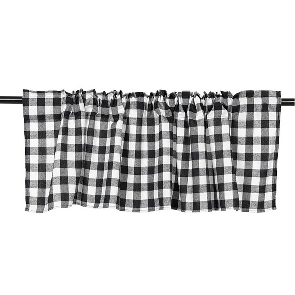 Black 106x45cm Plaid Window Treatment Decor Curtain