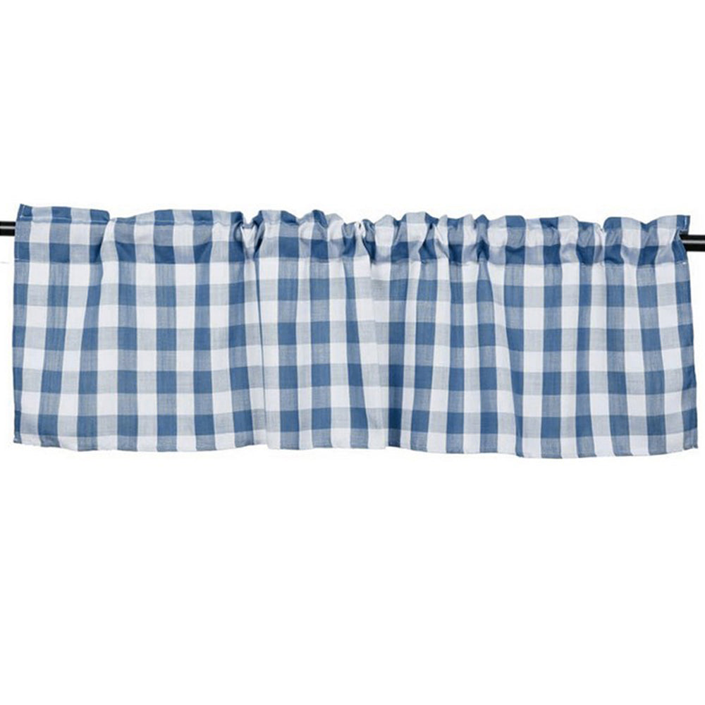 Blue 106x45cm Plaid Window Treatment Decor Curtain