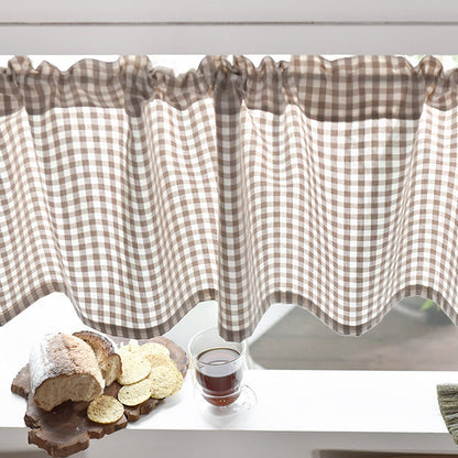 Coffee 106x45cm Plaid Window Treatment Decor Curtain