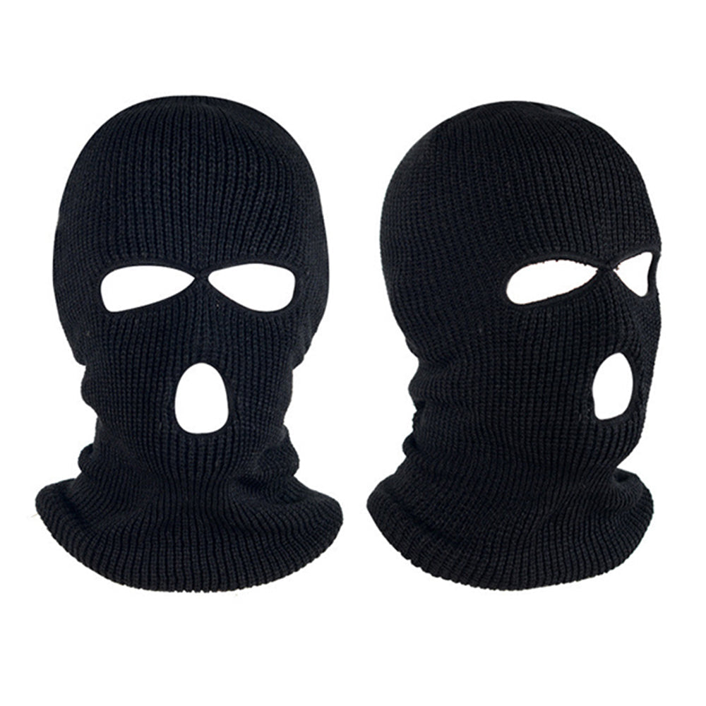 2Pcs Knitted Full Face Ski Mask Black and Grey