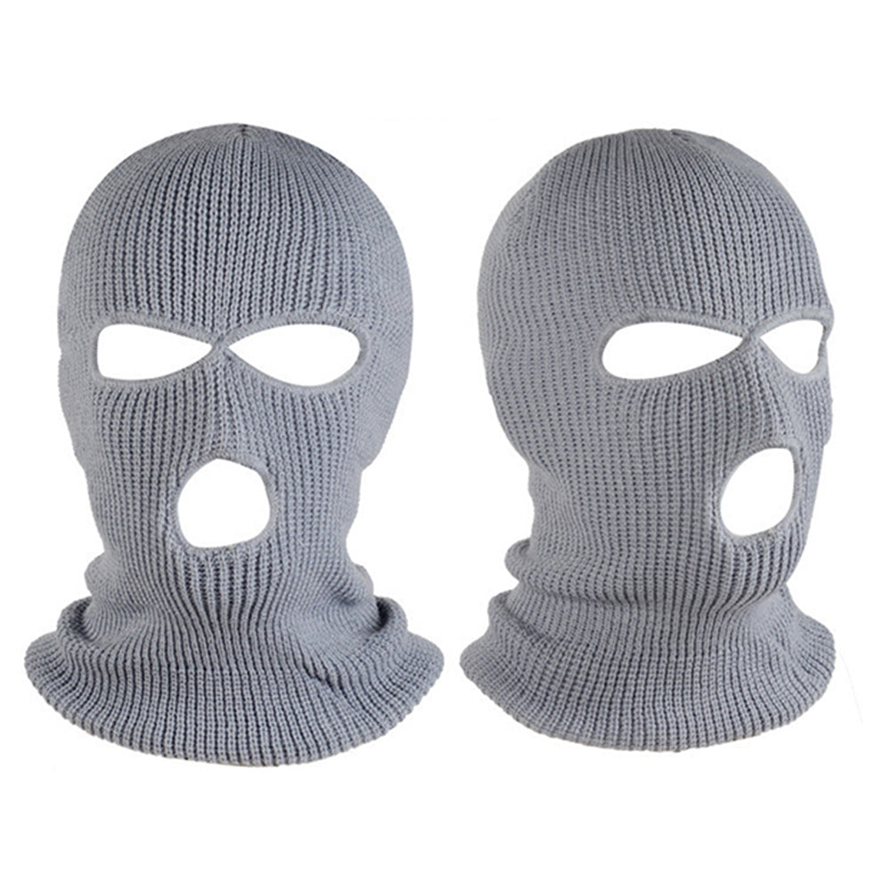 2Pcs Knitted Full Face Ski Mask Black and Grey