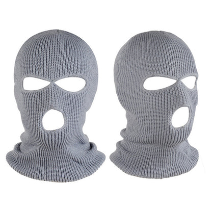2Pcs Knitted Full Face Ski Mask Black and Grey
