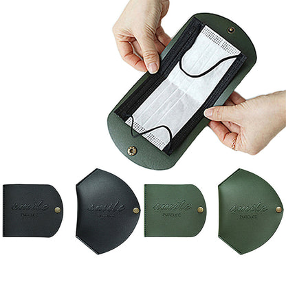 4Pcs PU Leather Snap Button Mask Storage Bag Black and Green