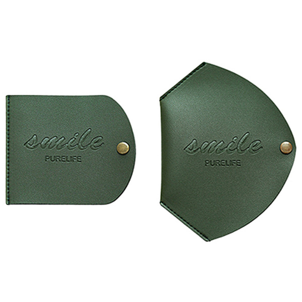 4Pcs PU Leather Snap Button Mask Storage Bag Black and Green