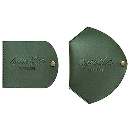 4Pcs PU Leather Snap Button Mask Storage Bag Black and Green