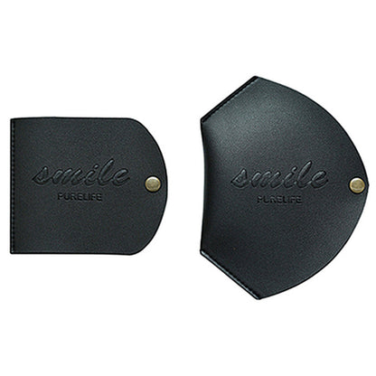 4Pcs PU Leather Snap Button Mask Storage Bag Black and Green