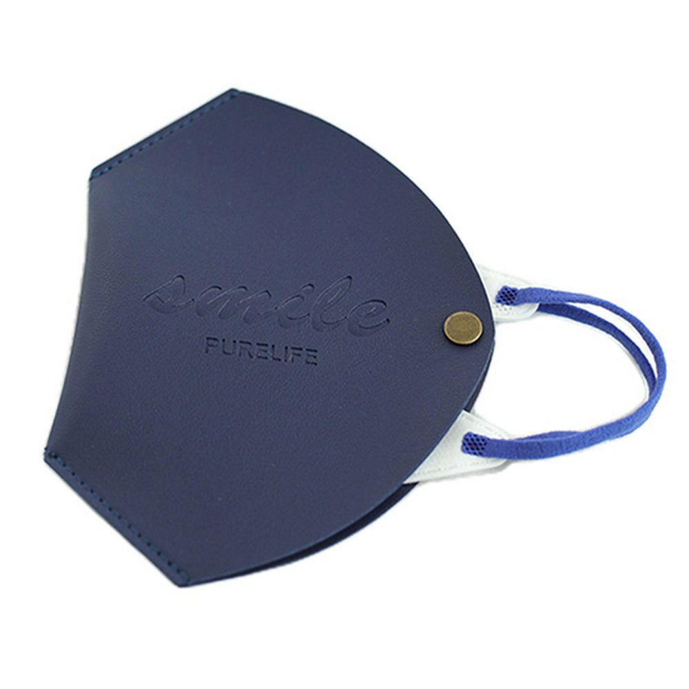 4Pcs PU Leather Snap Button Mask Storage Bag Blue and Pink