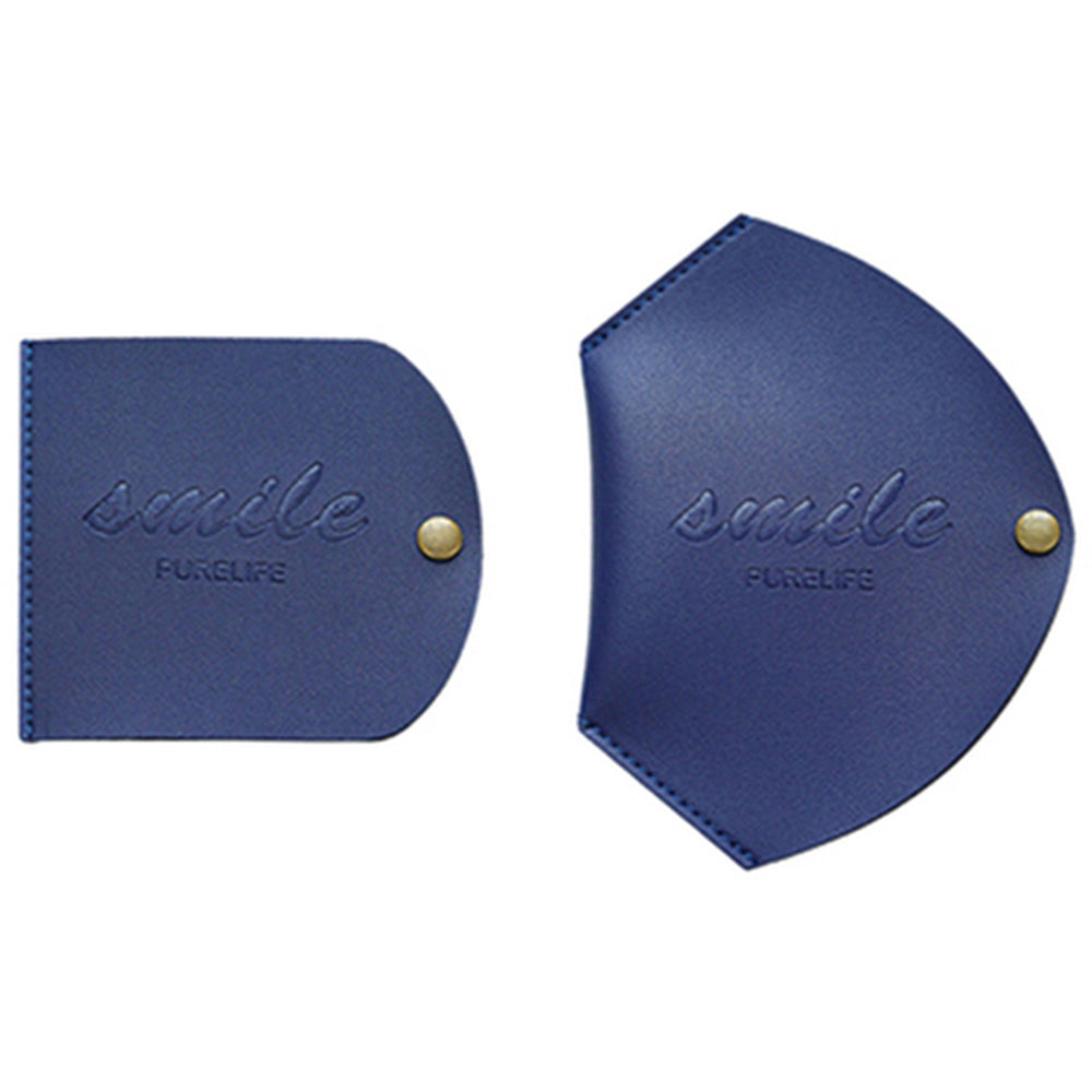 4Pcs PU Leather Snap Button Mask Storage Bag Blue and Pink
