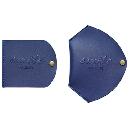 4Pcs PU Leather Snap Button Mask Storage Bag Blue and Pink