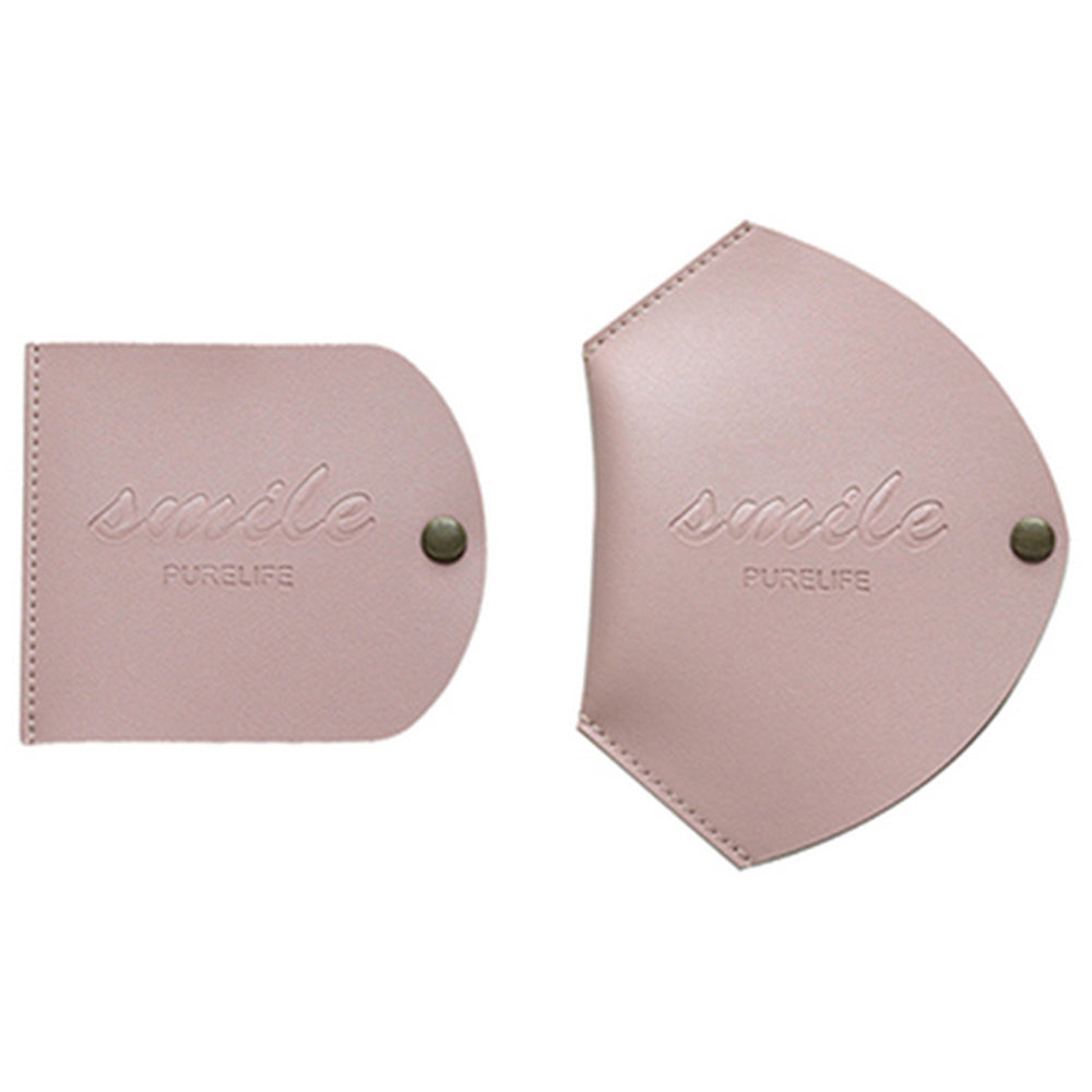 4Pcs PU Leather Snap Button Mask Storage Bag Blue and Pink