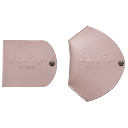4Pcs PU Leather Snap Button Mask Storage Bag Blue and Pink
