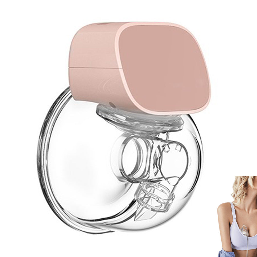 Breast Pump Electric Wearable Hands Free Breast Pump Strong Suction Power with 2 Modes 9 Levels -Pink