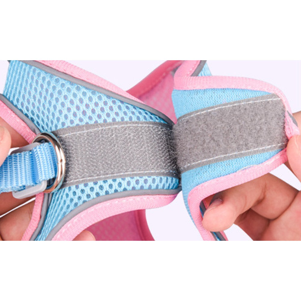 Reflective Pet Harness Leash Set Pink