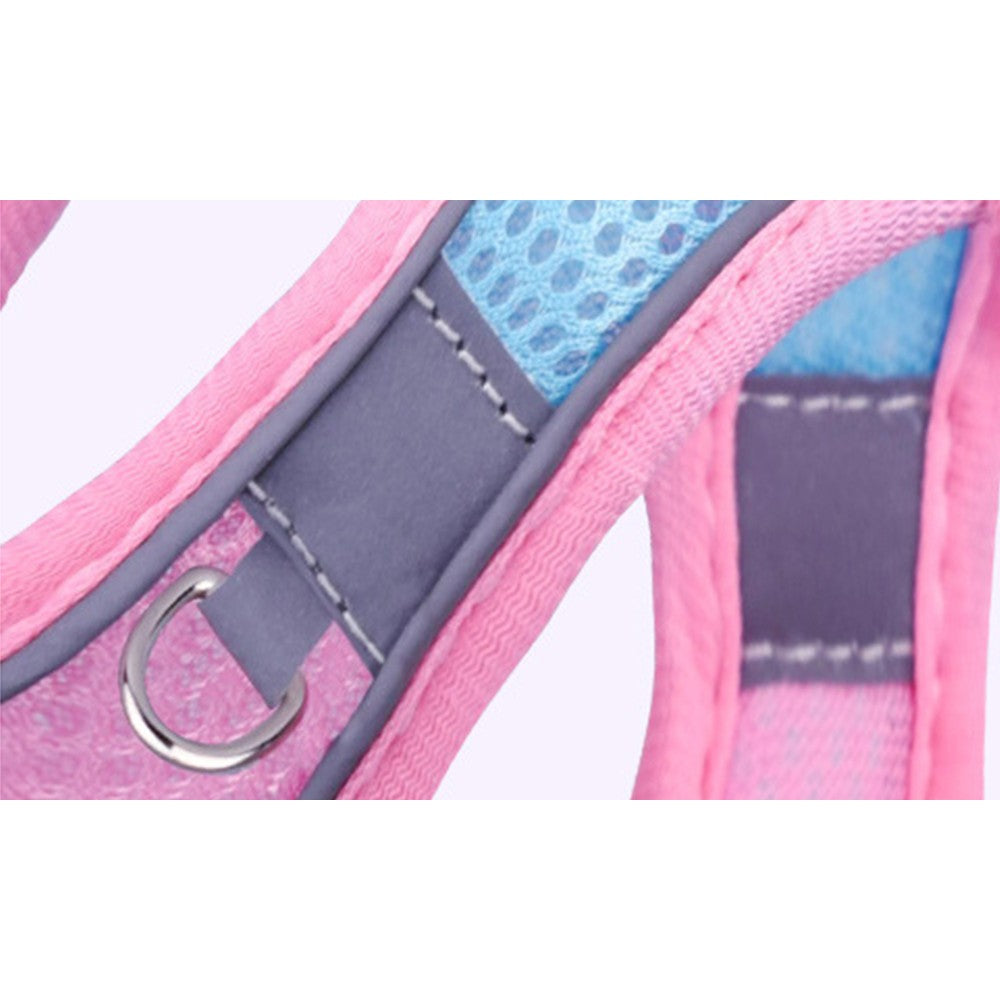 Reflective Pet Harness Leash Set Pink