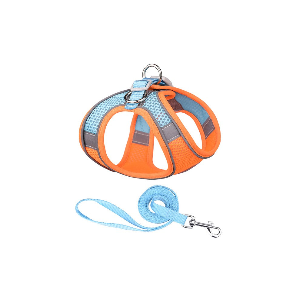 Reflective Pet Harness Leash Set Orange