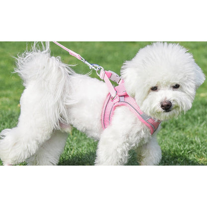 Reflective Pet Harness Leash Set Pink
