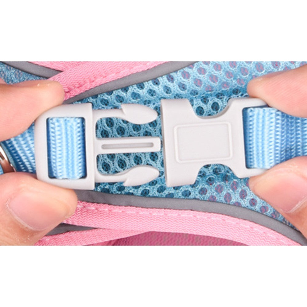 Reflective Pet Harness Leash Set Pink