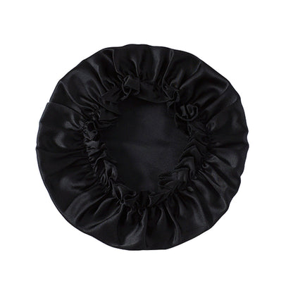 Soft Breathable 100% Mulberry Silk Sleep Night Cap Good for Your Hair Care - Black