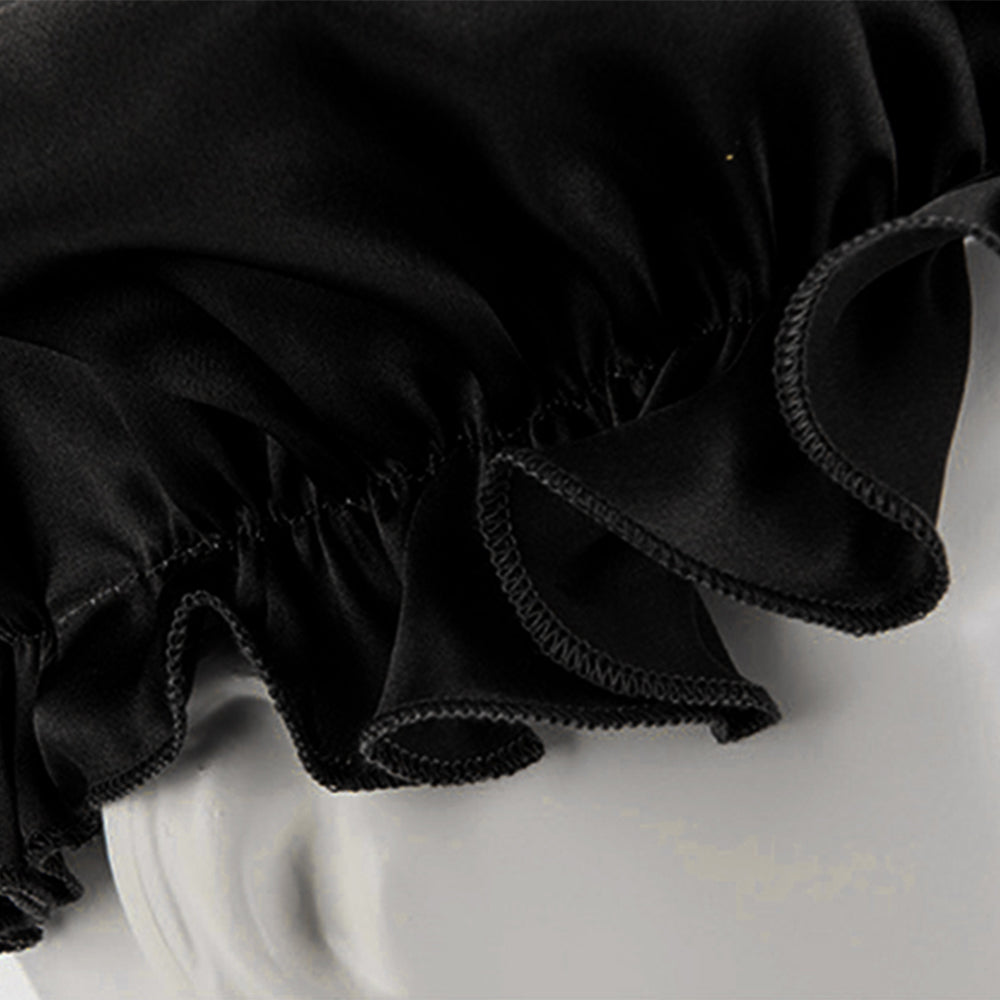 Soft Breathable 100% Mulberry Silk Sleep Night Cap Good for Your Hair Care - Black
