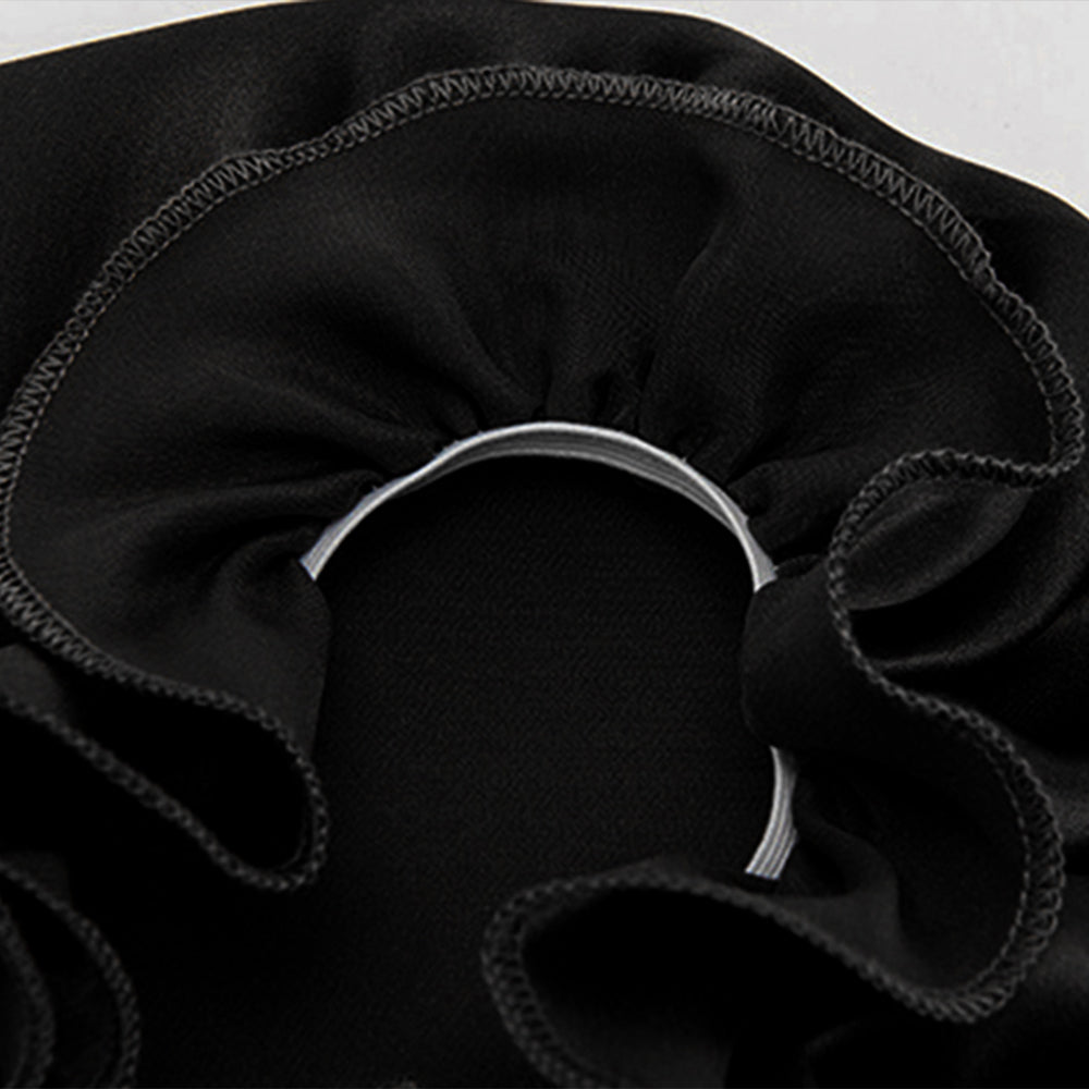 Soft Breathable 100% Mulberry Silk Sleep Night Cap Good for Your Hair Care - Black