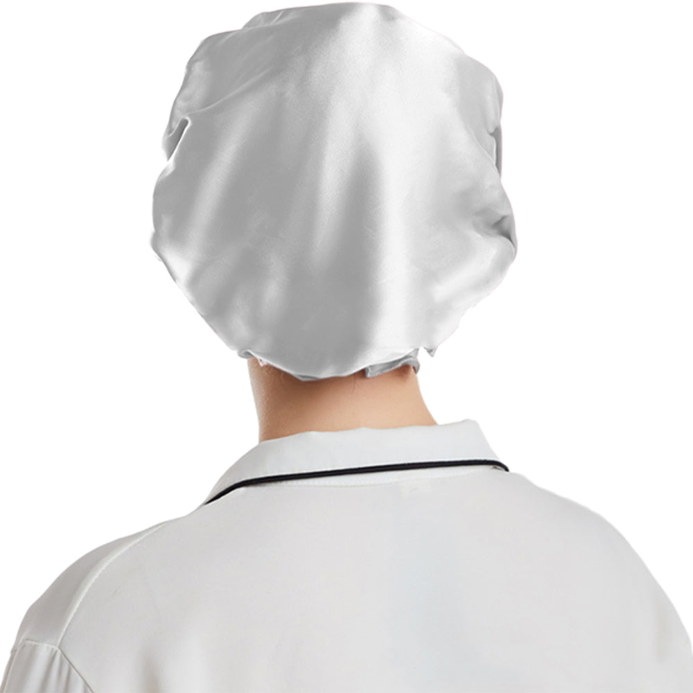 Soft Breathable 100% Mulberry Silk Sleep Night Cap Good for Your Hair Care -Grey