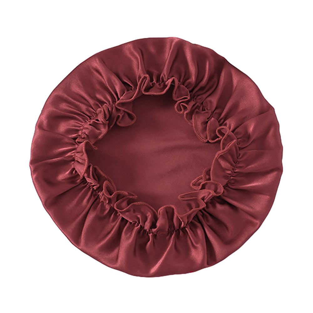 Soft Breathable 100% Mulberry Silk Sleep Night Cap Good for Your Hair Care -Wine Red
