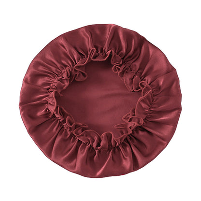 Soft Breathable 100% Mulberry Silk Sleep Night Cap Good for Your Hair Care -Wine Red