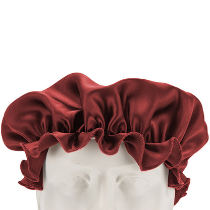 Soft Breathable 100% Mulberry Silk Sleep Night Cap Good for Your Hair Care -Wine Red