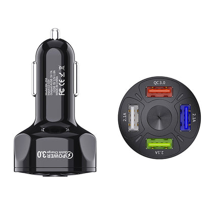 2 X Fast Charging Car Charger 4 USB Ports Black White