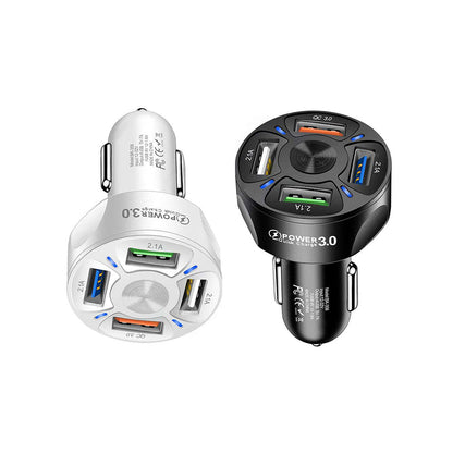 2 X Fast Charging Car Charger 4 USB Ports Black White