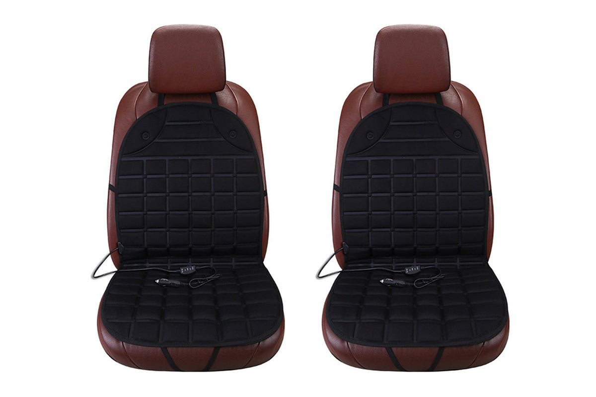 2 pcs Car Seat Cushion Comfortable Seat Heating Cover Universal Winter Seat Warmer-Black