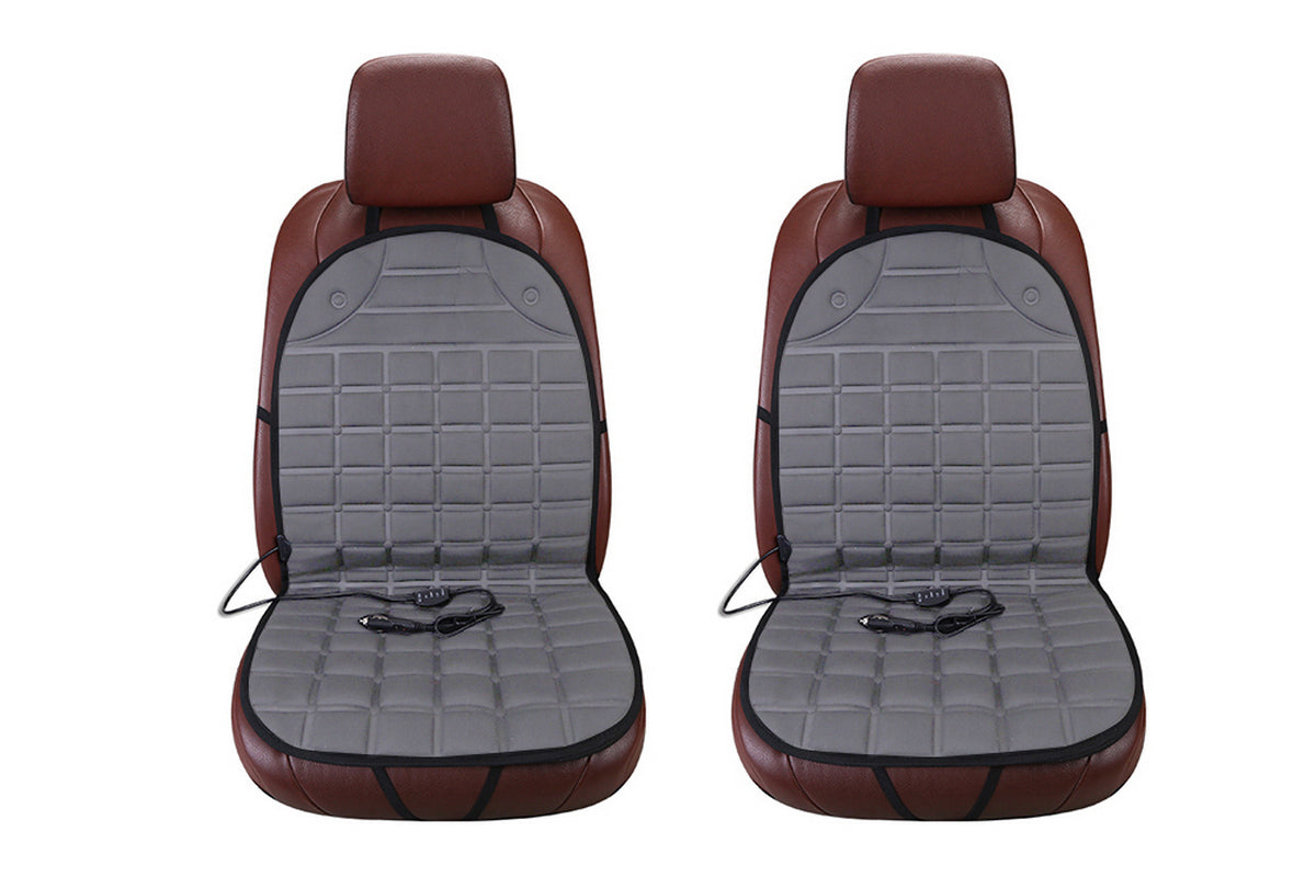 2 pcs Car Seat Cushion Comfortable Seat Heating Cover Universal Winter Seat Warmer-Gray