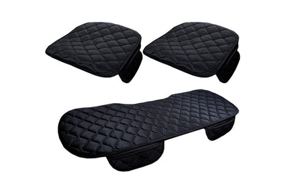 Car Seat Cushion Winter Short Plush Three-Piece for Warmth Non-Slip-Black