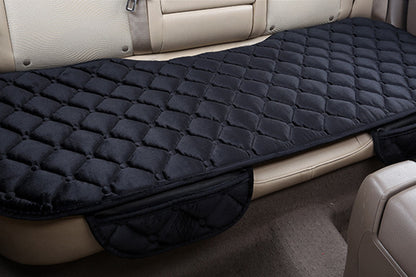 Car Seat Cushion Winter Short Plush Three-Piece for Warmth Non-Slip-Black
