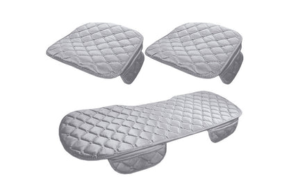 Car Seat Cushion Winter Short Plush Three-Piece for Warmth Non-Slip-Gray