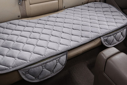 Car Seat Cushion Winter Short Plush Three-Piece for Warmth Non-Slip-Gray