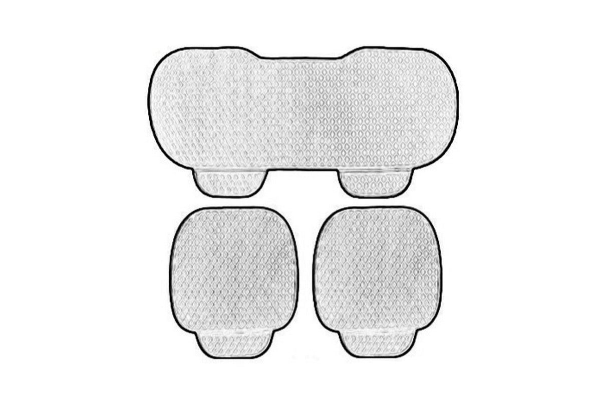 Car Seat Cushion Winter Short Plush Three-Piece for Warmth Non-Slip-Gray