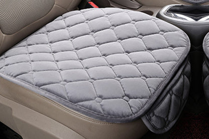 Car Seat Cushion Winter Short Plush Three-Piece for Warmth Non-Slip-Gray