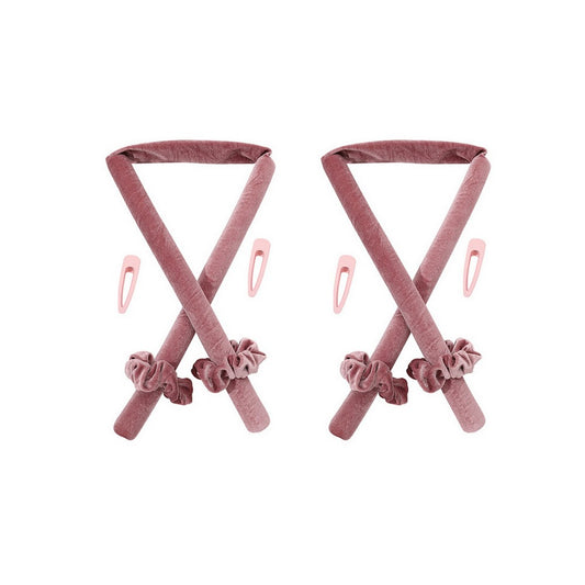 2pcs Heatless Hair Curler No Heat Rod Headband for Long Hair -Pink