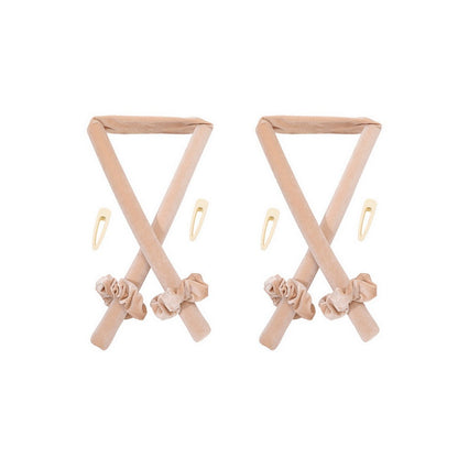 2pcs Heatless Hair Curler No Heat Rod Headband for Long Hair -Beige
