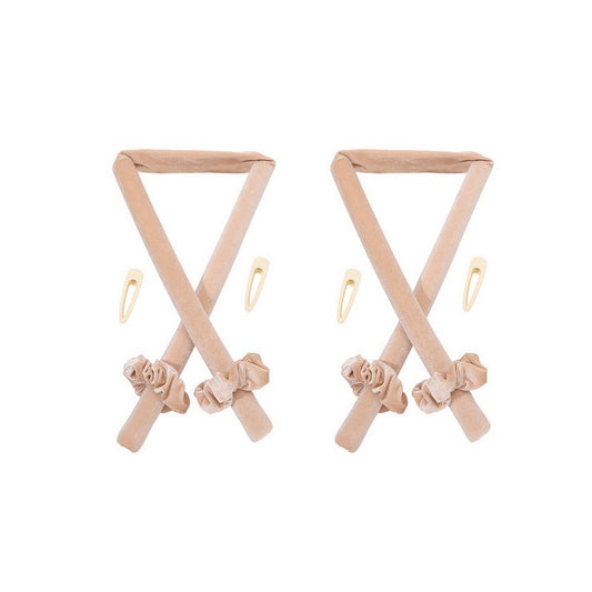 2pcs Heatless Hair Curler No Heat Rod Headband for Long Hair -Beige