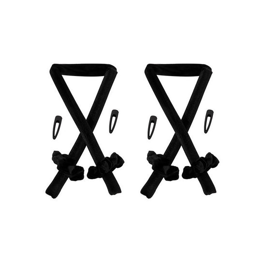 2pcs Heatless Hair Curler No Heat Rod Headband for Long Hair -Black