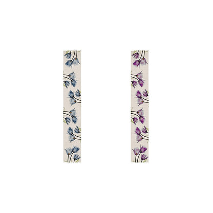 Set of 2 Pack Tulip Flower Linen Table Runners-Red and Blue
