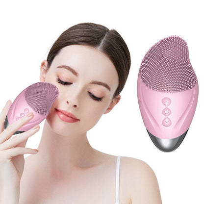 2pcs Facial Cleansing Brush Electric Soft Silicone Face Brush for Exfoliation Cleansing Massaging-Pink and Purple
