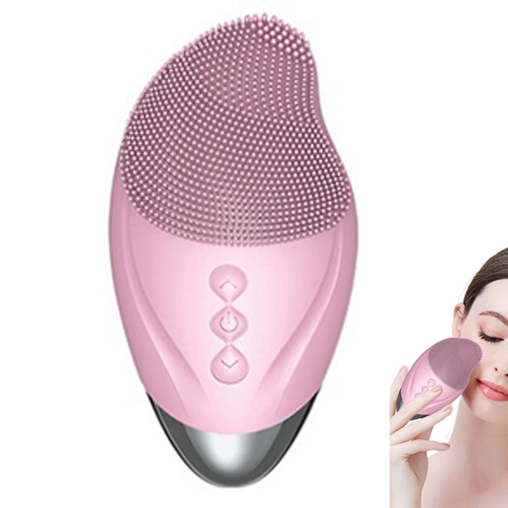 2pcs Facial Cleansing Brush Electric Soft Silicone Face Brush for Exfoliation Cleansing Massaging-Pink and Purple