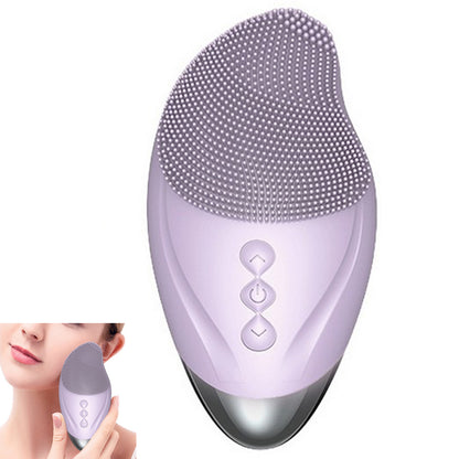 2pcs Facial Cleansing Brush Electric Soft Silicone Face Brush for Exfoliation Cleansing Massaging-Pink and Purple